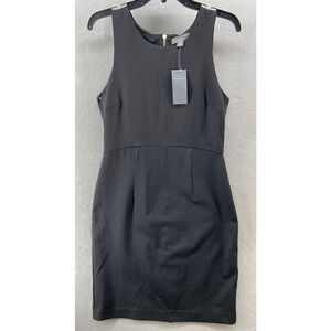 Donna Ricco Women's Large Black Sheath Sleeveless‎ Gold Back Zipper Pleated NWT